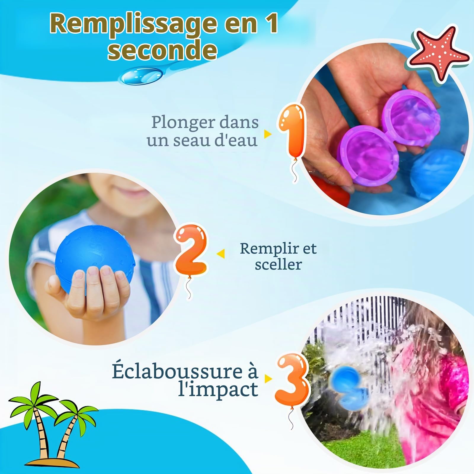 SOPPYCID Ballons d'Eau Réutilisables pour enfants,Jouets de Plage et de Piscine pour Enfants de 3 à 12 ans,Jeux d'Eau en Plein Air (12 pièces).