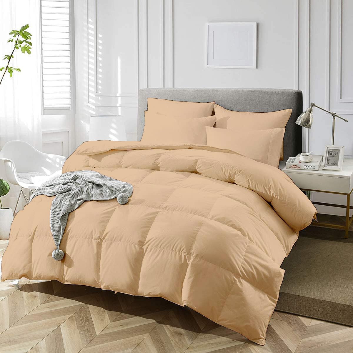 Pashmina PASMINA Super King Duvet 10.5 Tog, Down Luxurious Quilt, Soft & Comfy, All Season Duvet Quilt Hotel Quality Comforter, 100% Egyptian Cotton Quilt (259cm × 224cm, Beige)
