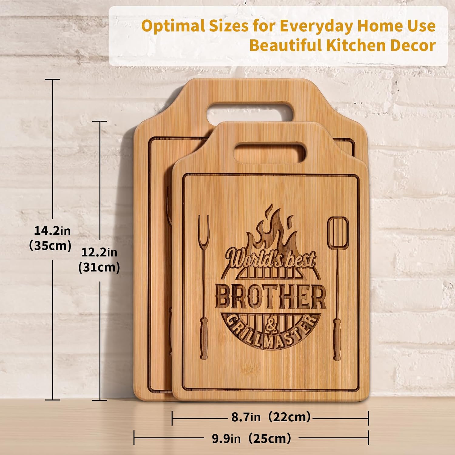 AceThrills Gifts for Brother Gifts Adult, Brother Birthday Gift from Sister for Fathers Day Gift - Engraved Cutting Board 13.78"L × 9.84"W × 0.4"Th