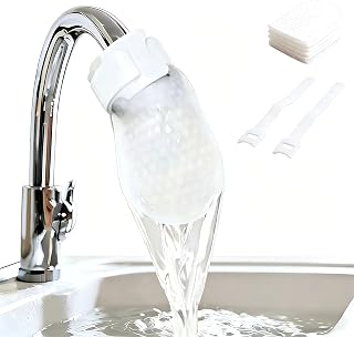 High Density Faucet Filter,100 pcs Faucet Filter Cotton Bag with Sediment Barrier,Cotton Filter Bag for Faucet,Splash Proof Cottons Pouch Kit for Kitchen Shower Faucets, Bathroom Sink
