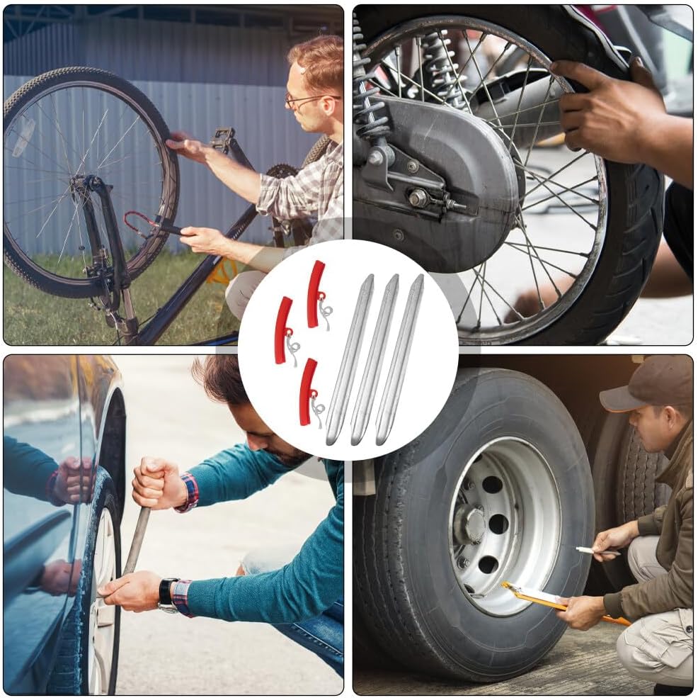 Tyre Lever, Tyre Mount Iron, Pack of 3 Mounting Levers Motorcycle with 3 Wheel Rim Protection, 30 cm Tyre Assembly Tool, Steel Tyre Changer for Car, Motorcycle and Bicycle