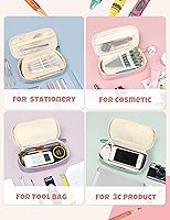 Vista 5 de SUNEE Cute Pencil Case, Aesthetic Pen Pouch, Colored Large Pencil Bag with Zipper, Kawaii Stationery Storage and Organizer, Pink School Supplies for