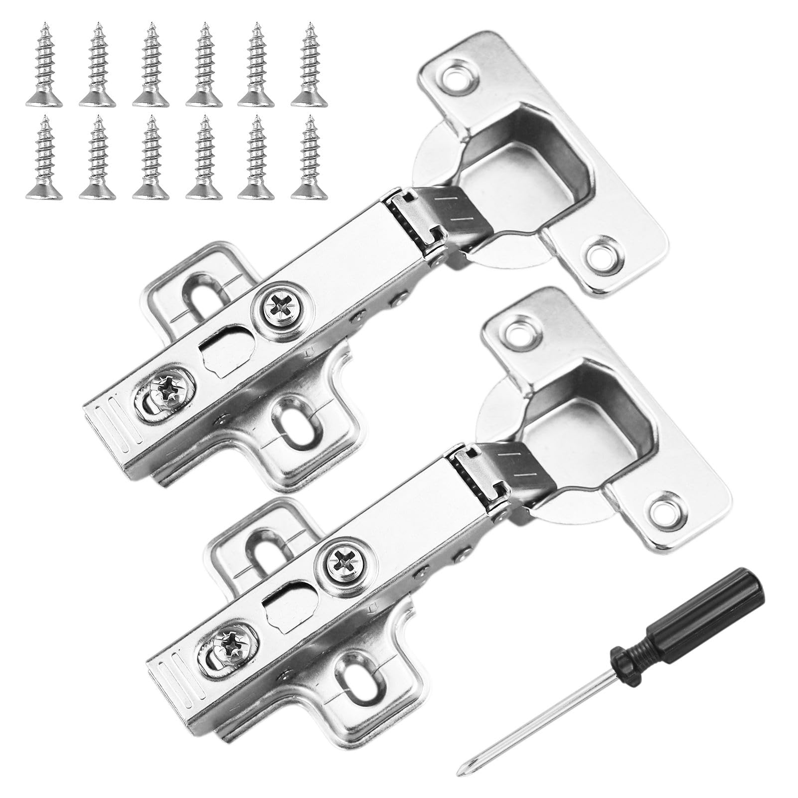 2pcs Soft Close Cabinet Hinge,Cupboard Door Hinges,110 Degree Full Overlay Kitchen Door Hinge,35mm Concealed Kitchen Cabinet Hinges Cabinet Door Plate with Screws