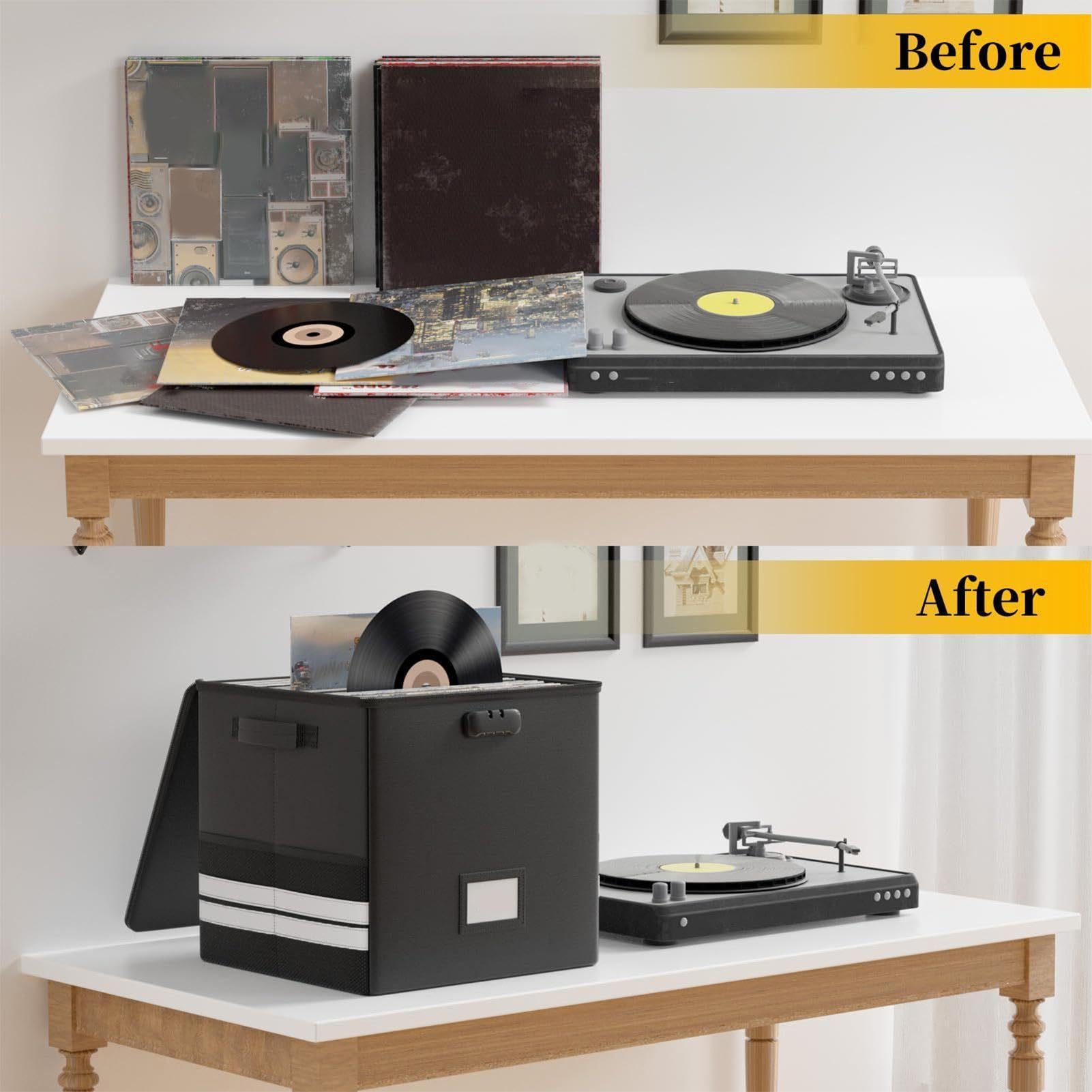Record Crate - Contenitore ignifugo per album da 30,5 cm, per 100 dischi | Custodia impermeabile per libri a prova di fuoco per documenti in aula libri riviste foto documenti archivio carta Phot