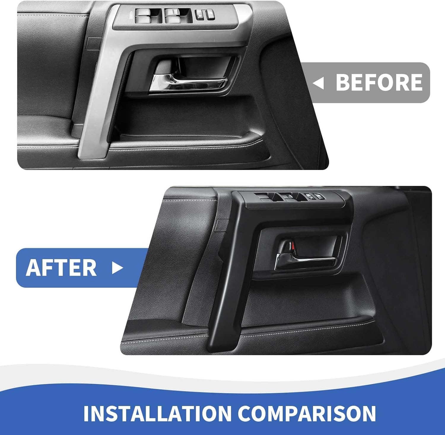 for 4Runner 8PCS Interior Trim, Inner Door Handle Cover & Window Lift Button Trim Compatible with 2010-2024 Toyota 4Runner Accessories, Matte Black