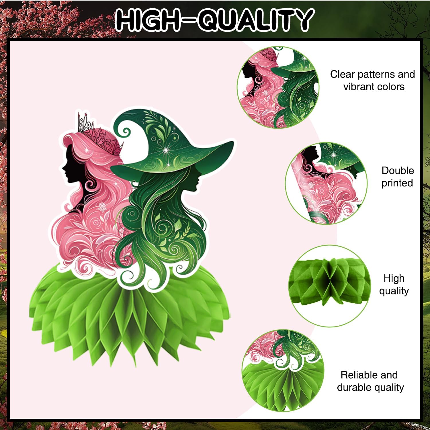 Witch Theme Party Decorations, 8Pcs Pink and Green Party Honeycomb Centerpieces, Witch Table Centerpieces Party Supplies, Movie Birthday Party Decorations for Kids