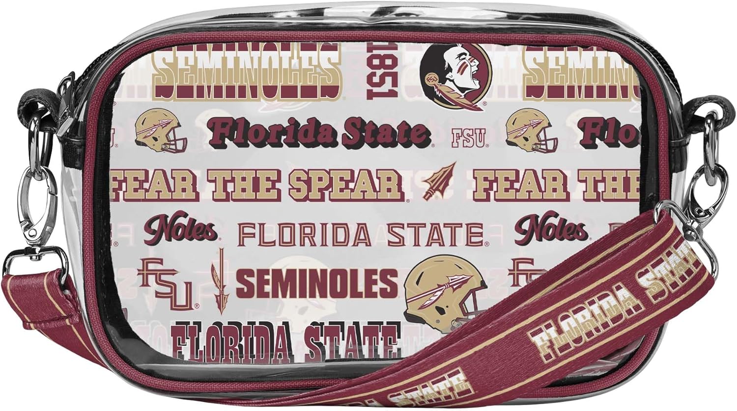 FOCO NCAA College Team Logo Stripe Clear Crossbody Bag