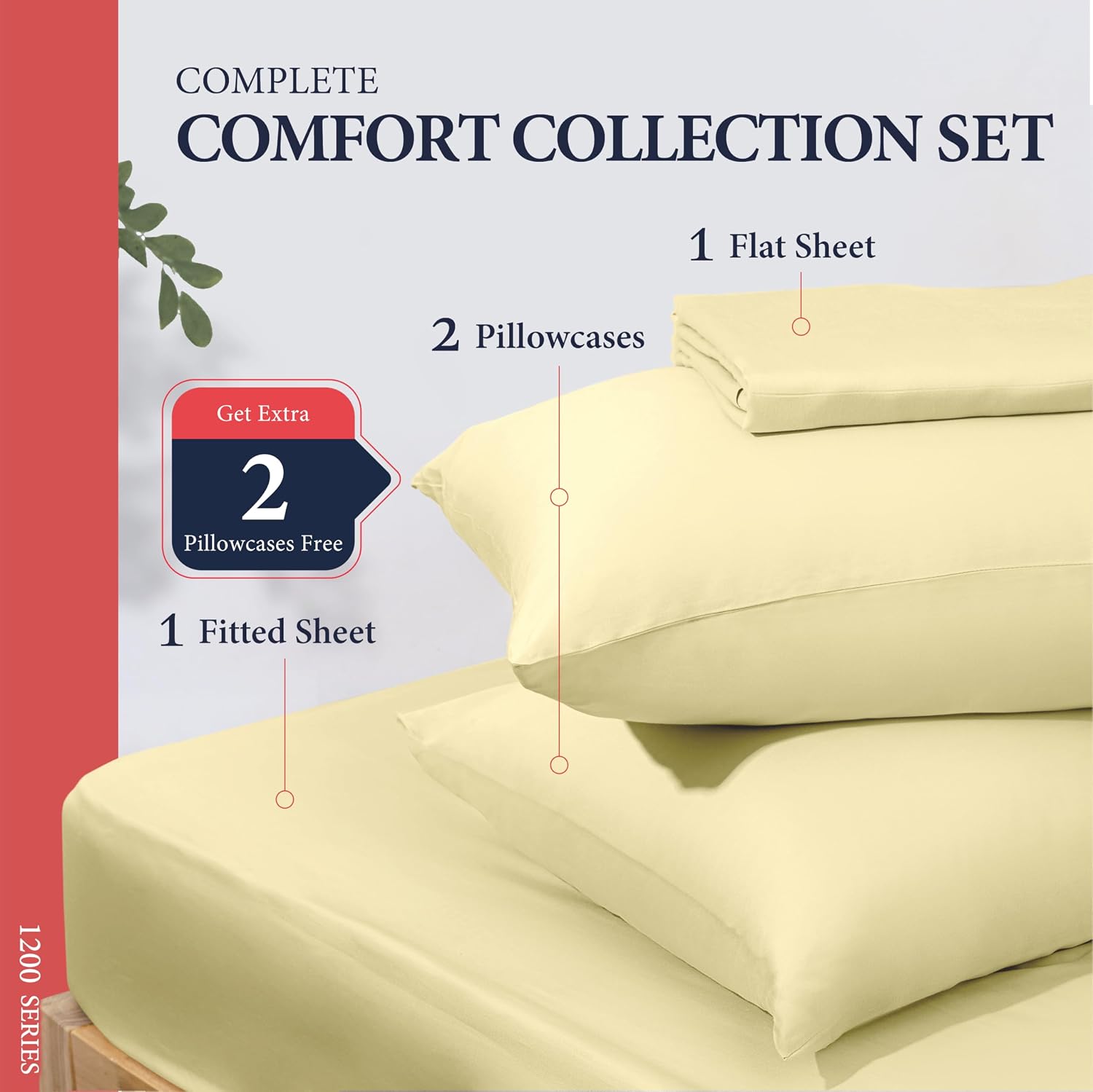 100% Egyptian Cotton Sheets Queen Size - Luxury 1200 Series High Thread Count Queen Size Sheets (4 PC, Beige), 17" Deep Pocket, Cooling, Sateen Weave Hotel Bedding - Signature Collection