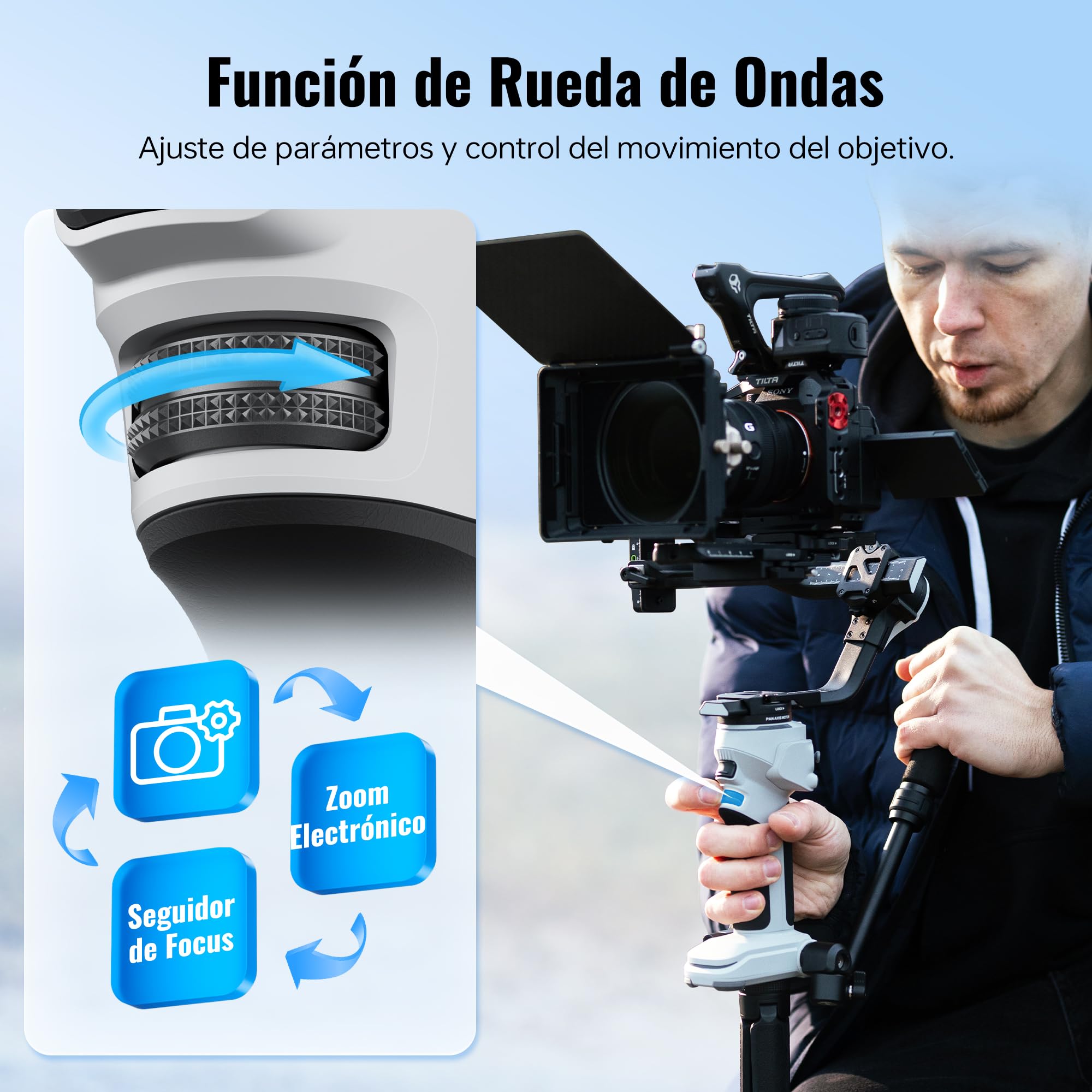 ZHIYUN CINEPEER Crane 4E Estabilizador de Cámara, 3 Ejes Gimbal para Cámara DSLR y Mirrorless, Ligero, Estabilizador Gimbal para Nikon/Canon/Sony/Panasonic/Fujifilm, Gris Claro