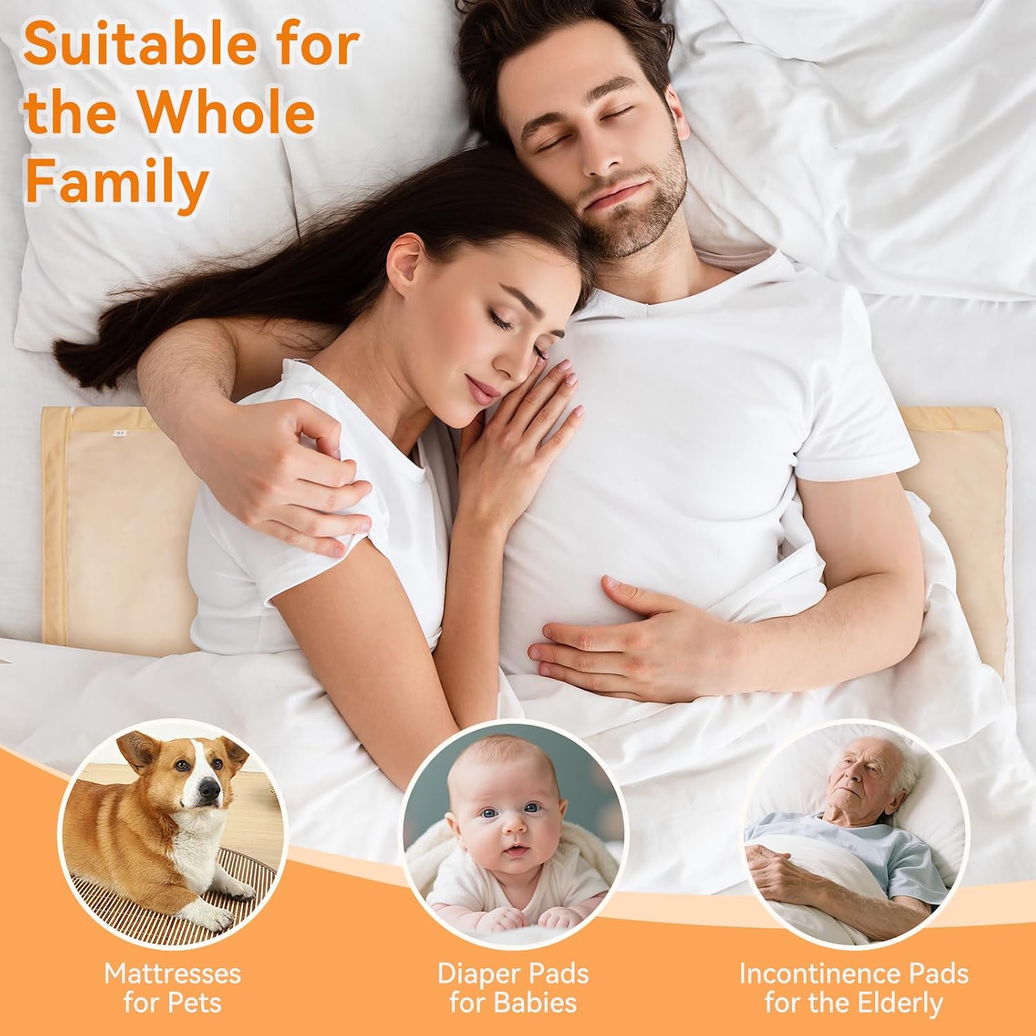 Wearable Incontinence Bed Pads,Multifunctional Full Open Adult Diaper Skirt,Waterproof Urinary Skirt,Washable Reusable Cloth,Uroclepsia Diaper Mattress Cover with Zipper,L(80 * 115cm)