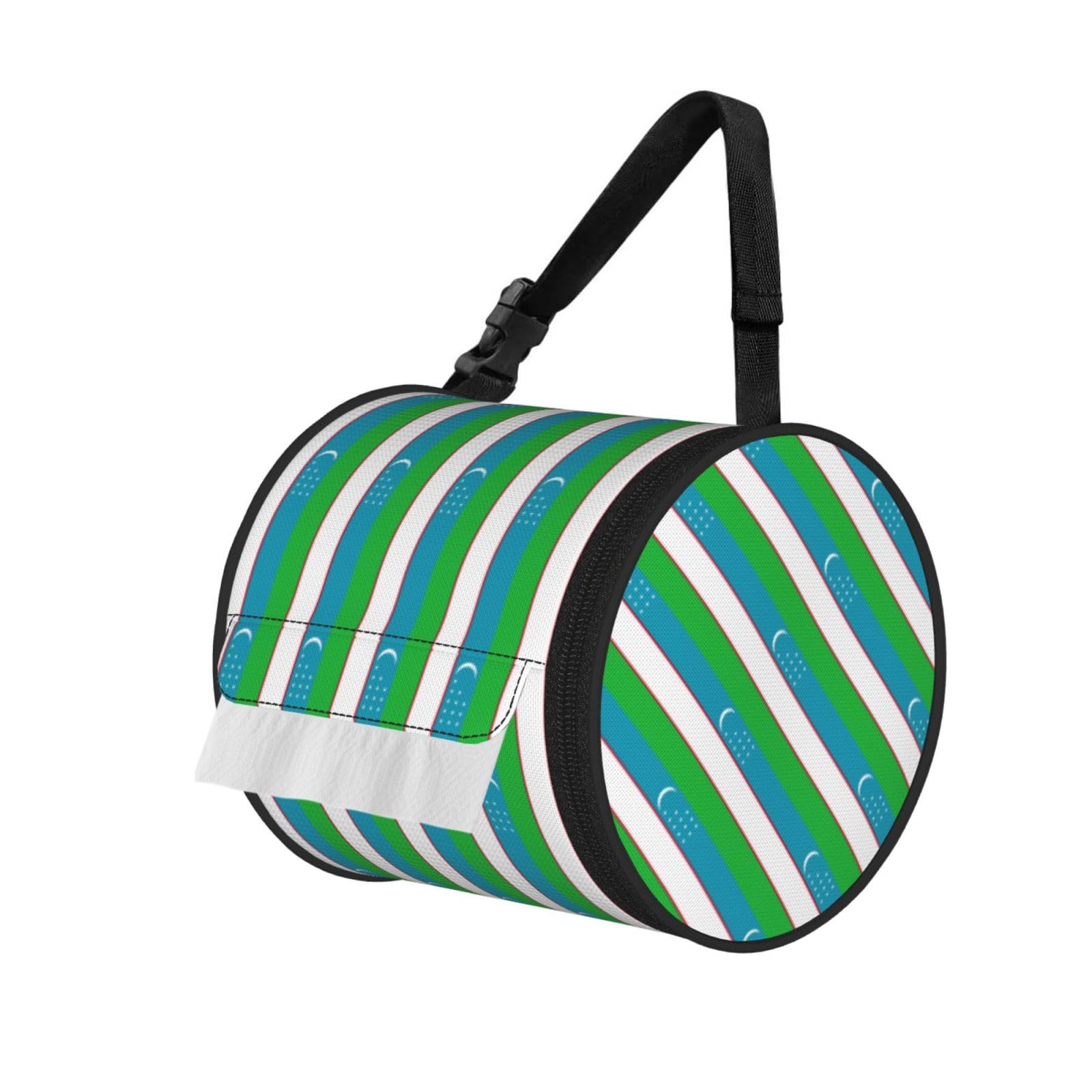 Flag of the Republic of Uzbekistan Print Cylindrical Tissue Holder Bathroom Car Home Office Kitchen Decor Versatile