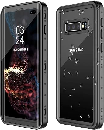 GOLDJU for Samsung Galaxy S10 Plus Waterproof Case, Black