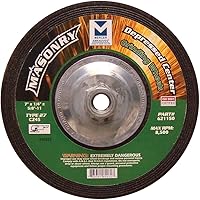 Vista 21 de Mercer Industries 621070 - 4-1/2" x 1/4" x 5/8"-11 Tipo 27 Muelas abrasivas para mampostería (paquete de 20)