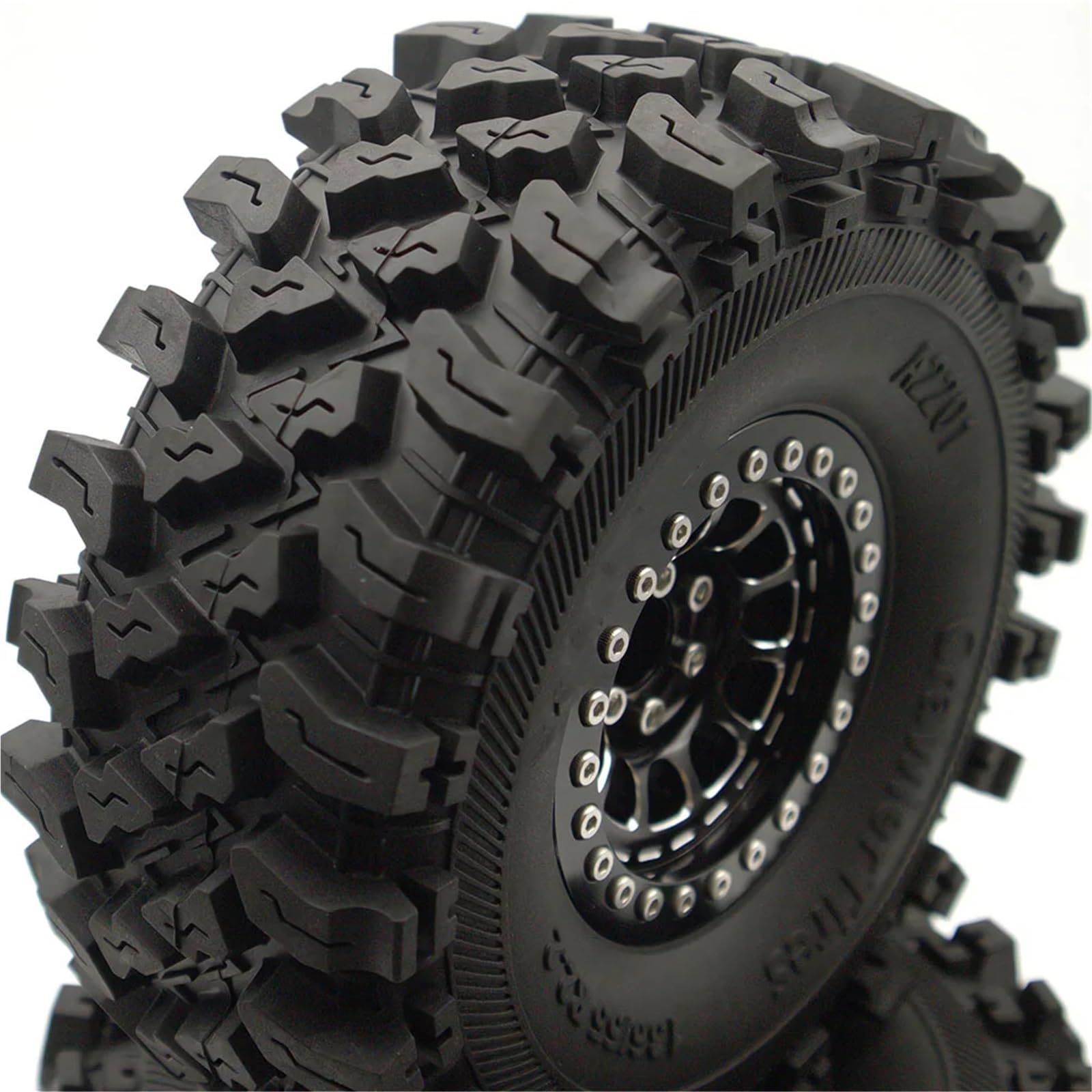 RC Pneumatici Ruote Per 1/10 2. Ruote Alluminio Beadlock Cerchioni Pneumatici 136mm Esagonale 12mm Alti Morbido Appiccicoso Fango Slingers RC Crawler Fuoristrada Veicoli(Black)