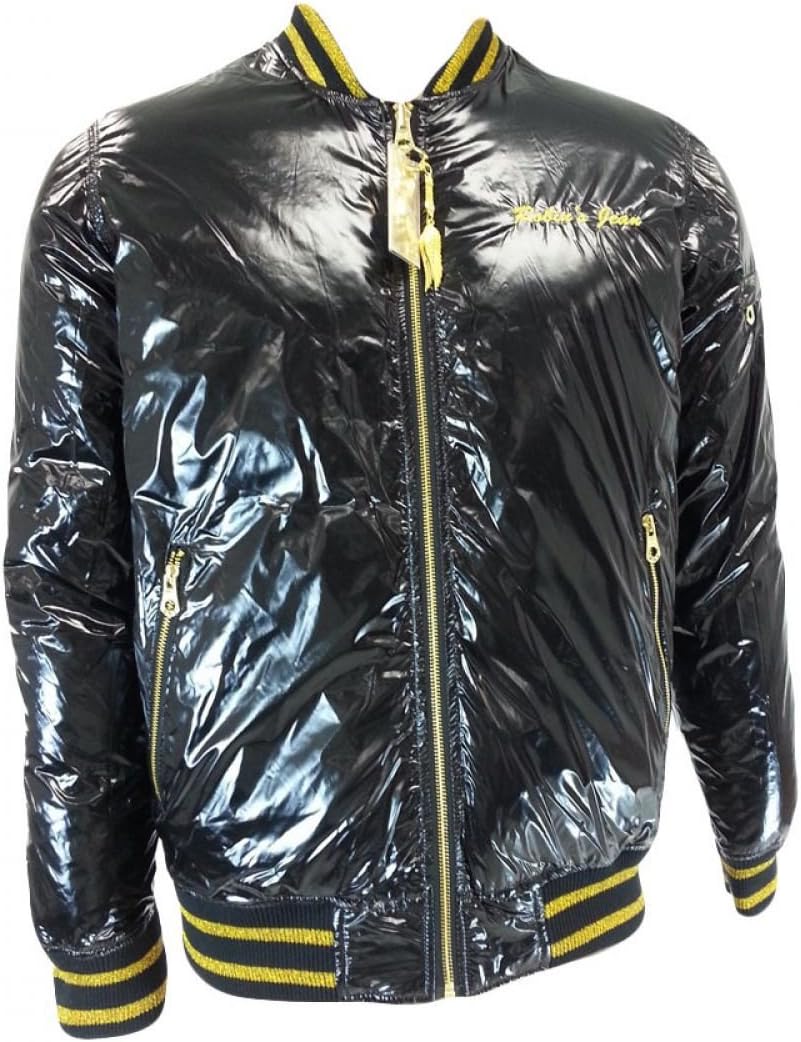 Robin's Jean Men's Reversible Bubble Jacket RJ7957 Black/Gold 3XL