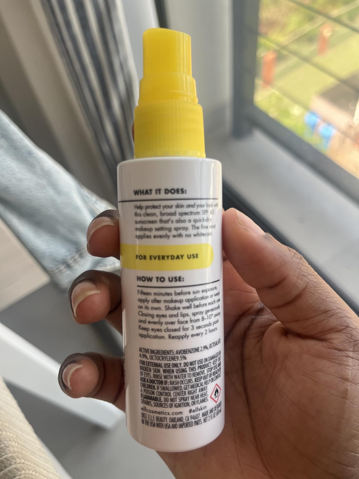 e.l.f. SKIN All Set For Sun SPF 45 Setting Spray, Clear Makeup Setting Mist + Sunscreen, Weightless SPF Face Protection & Makeup-Locking Spray, Vegan & Cruelty-Free