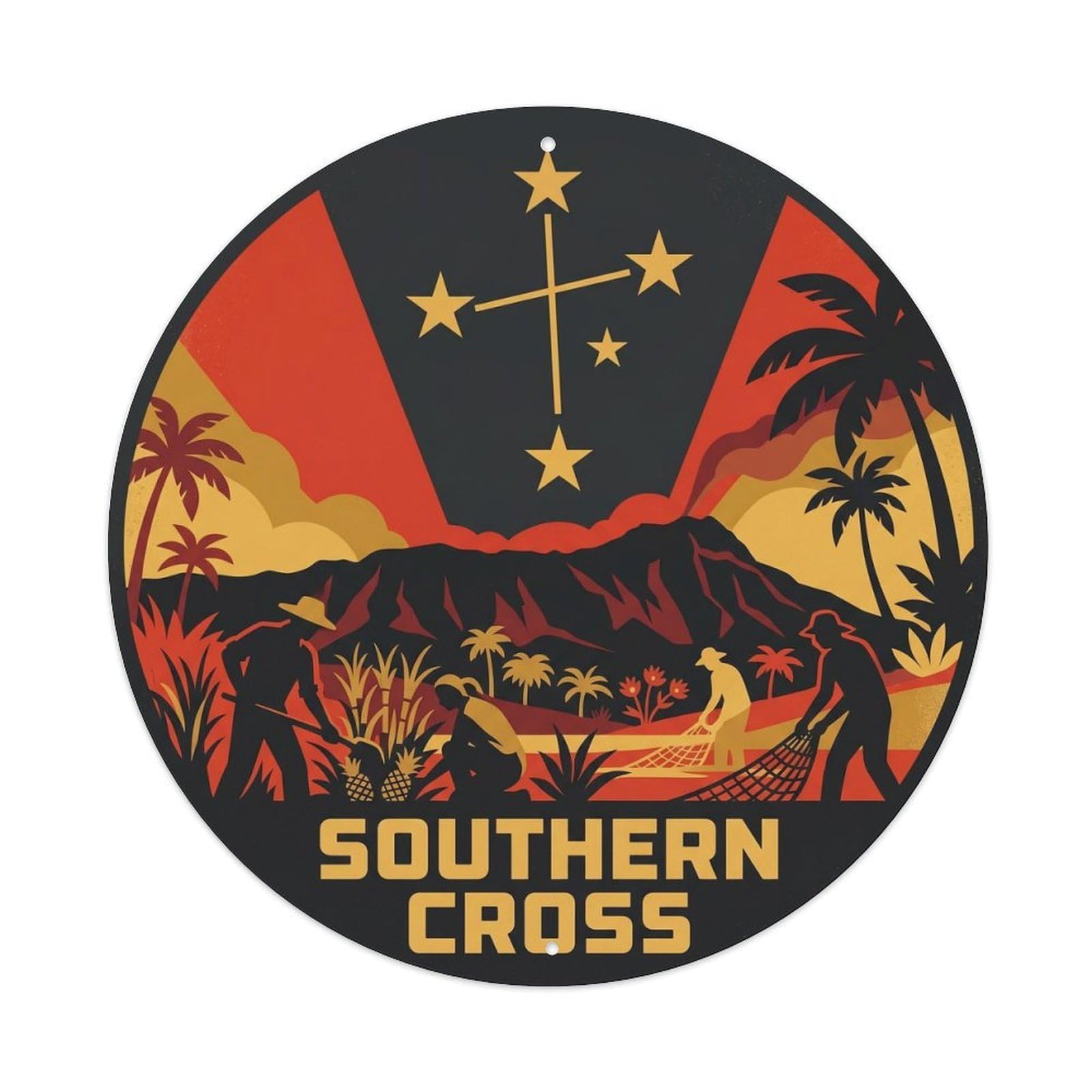 Hawaii Southern Cross Volcanic Island Sky Coastal Metal Tin Sign