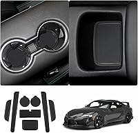 Vista 8 de Toyoat Supra GR 2020-2025 - Forros para consola central, alfombrillas para portavasos y tapetes, antideslizantes, centro de cambio de consola Supra