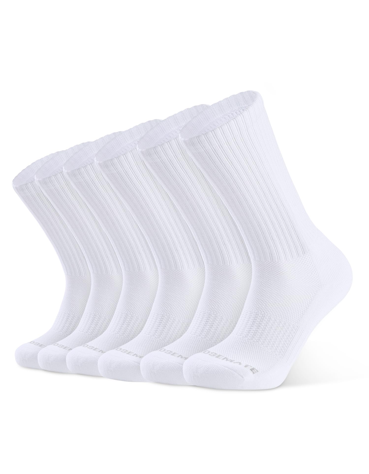 CLOSEMATE Mens Sports Cushioned Socks 6 Pairs for Men Crew Athletic Cotton Wicking Breathable Socks for Golf Gym Training Hiking Walking Work