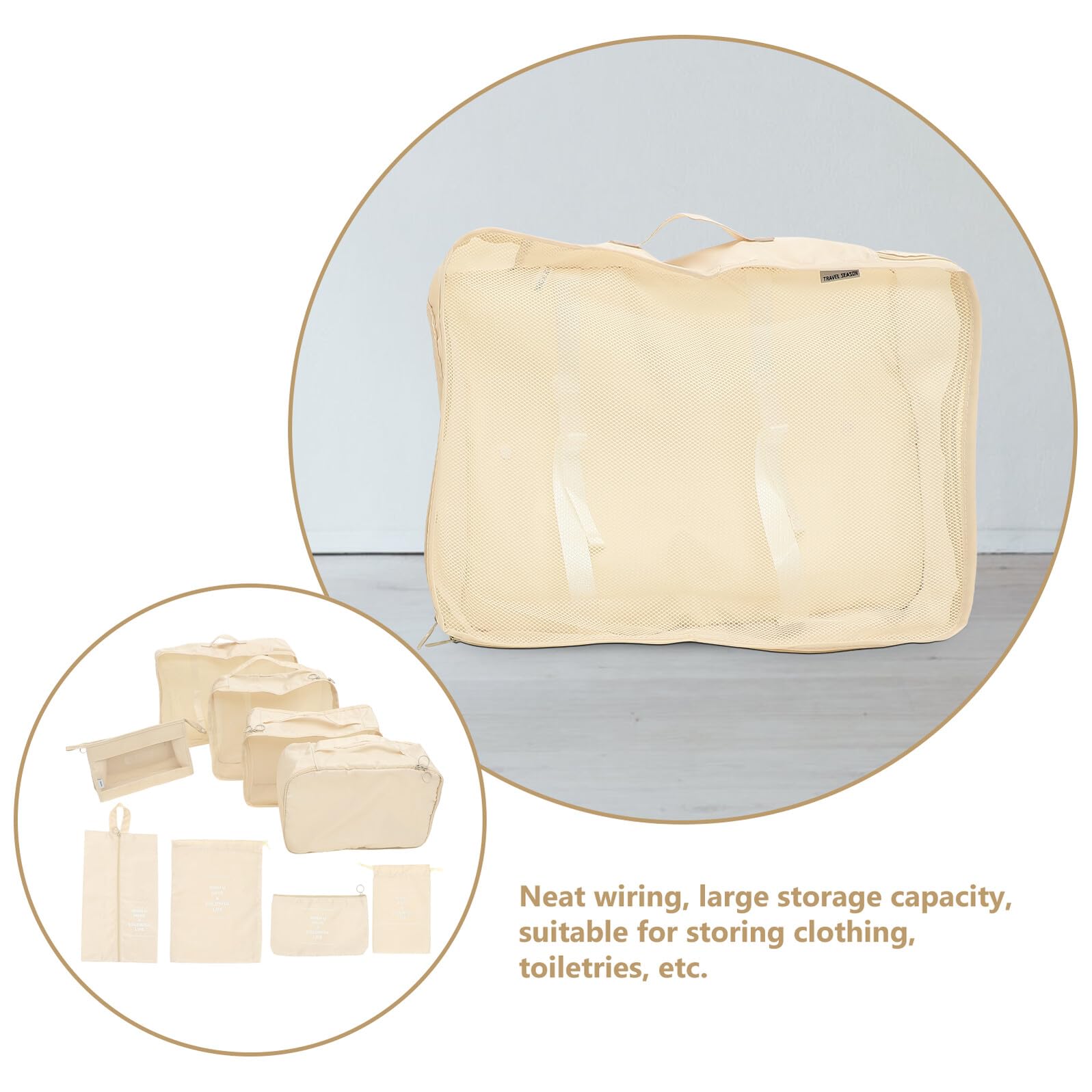 Cubes D'emballage Pliables 1 Set en Polyester Beige, Organisateur de Voyage