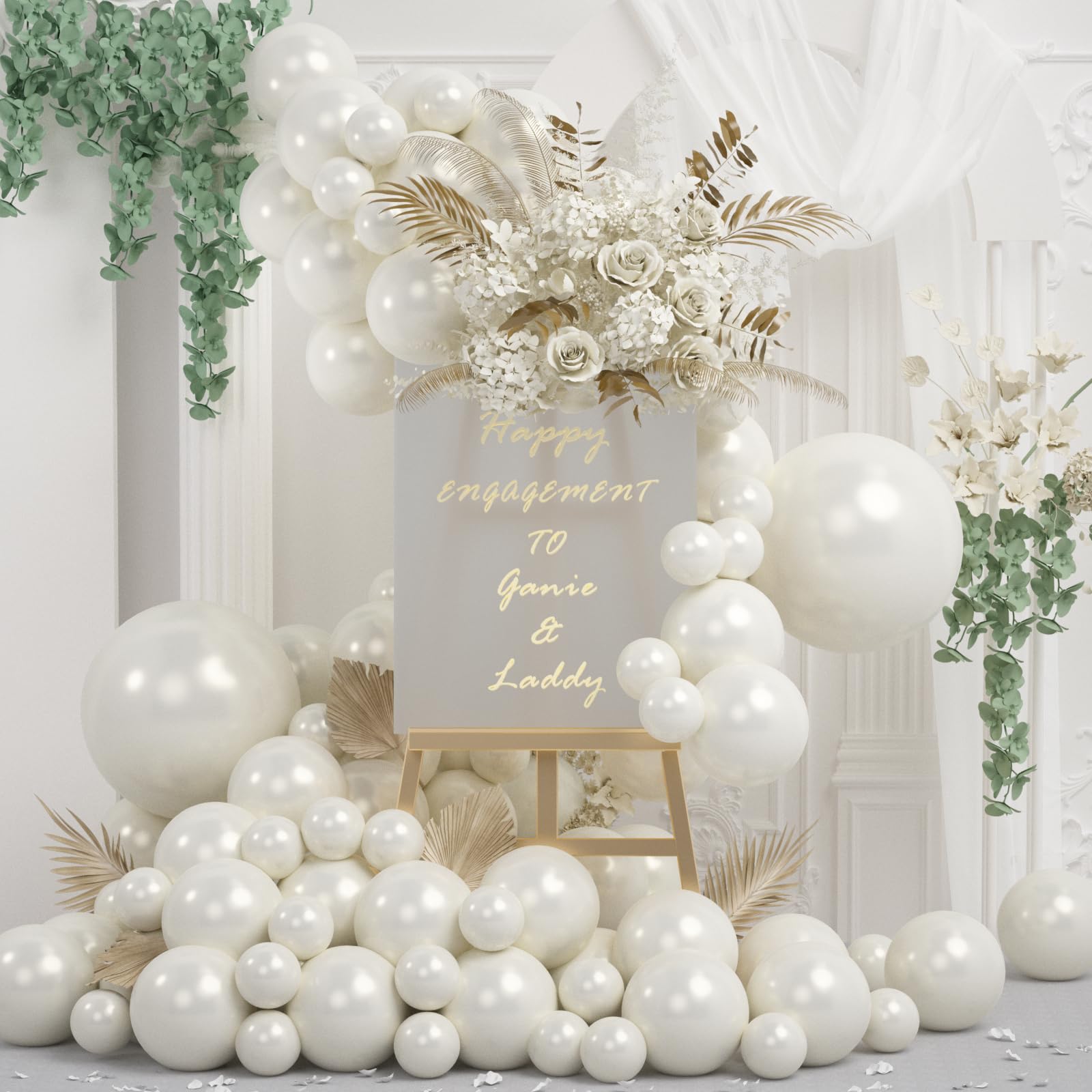 Pearl White Balloons, 78Pcs Double Stuffed Balloons Arch Kit Different Sizes 18/12/10/5 Inch Standard White Balloon Garland Kit for Wedding Bridal