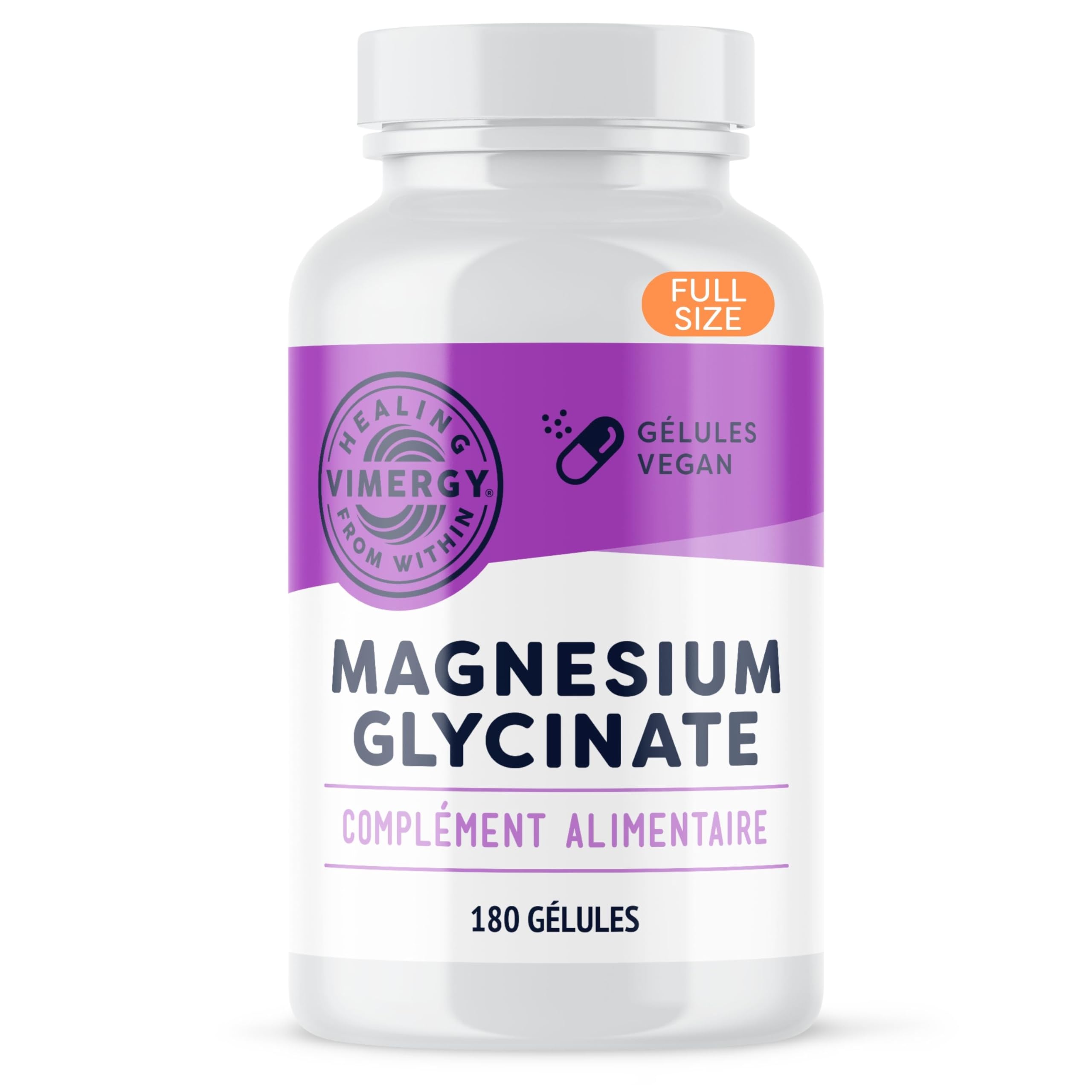Vimergy Magnésium Glycinate – 90 Portions – Soutien Énergétique et Réduction de la Fatigue – Complément de Magnésium Doux pour les Intestins - Curcuma et Gingembre – Sans Gluten Céto/Paléo sans OGM
