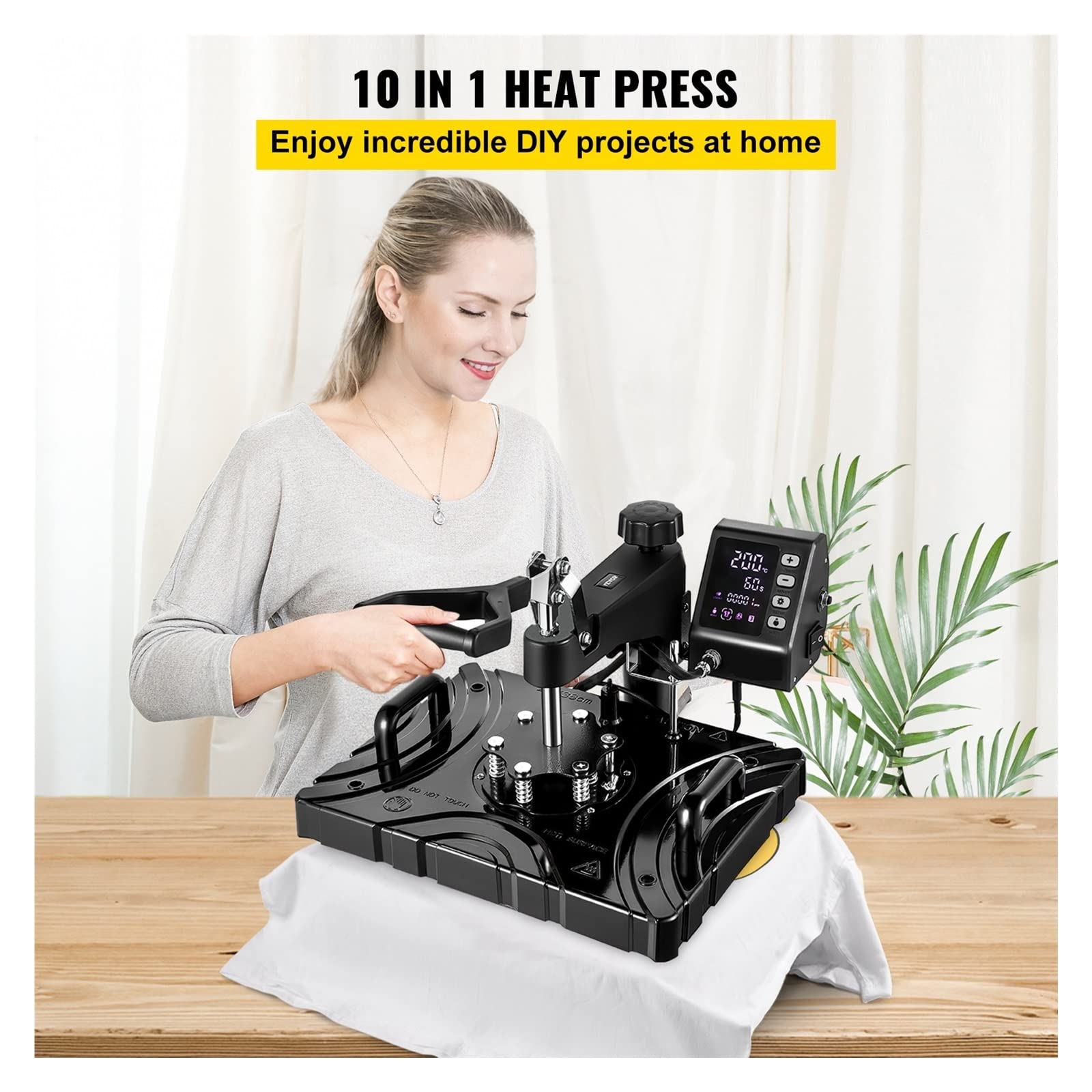 Macchina per Sublimazione della pressa di Calore da 12x15 Pollici 10 in 1 Display a LED aggiornato per Il Riscaldamento Multifunzionale a Doppio Tubo Nero per la Maglietta