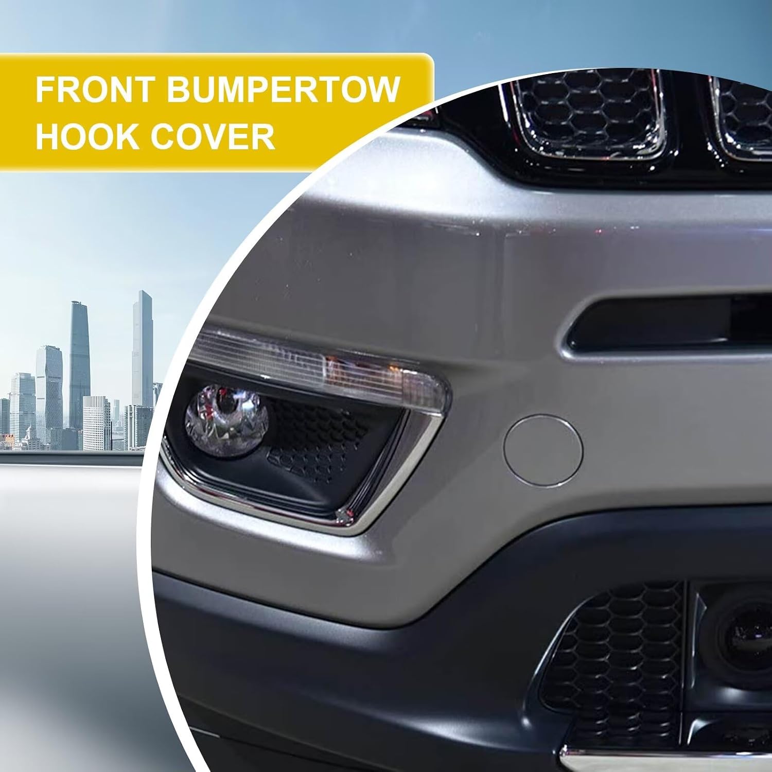 Car Front Bumper Tow Hook Cover Compatible with Jeep Compass 2017 2018 2019 2020 2021 CH1028104 5SY62TZZAB Small Lid Towing Eye Cap Blue Right