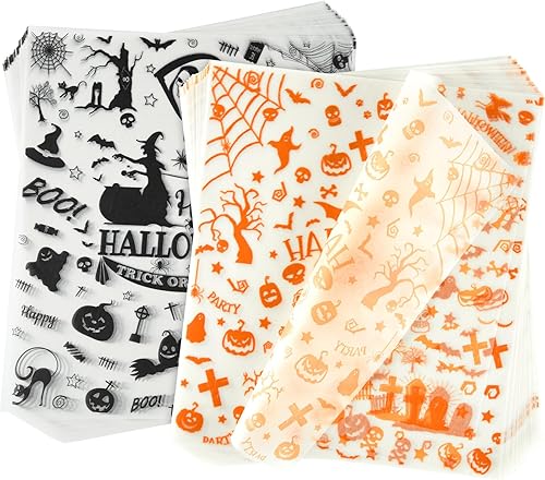 Miniatura 1 de ASTARON 100 hojas de papel de cera de Halloween para envolver alimentos, papel de cera de seda de Halloween para galletas de caramelo, papel de