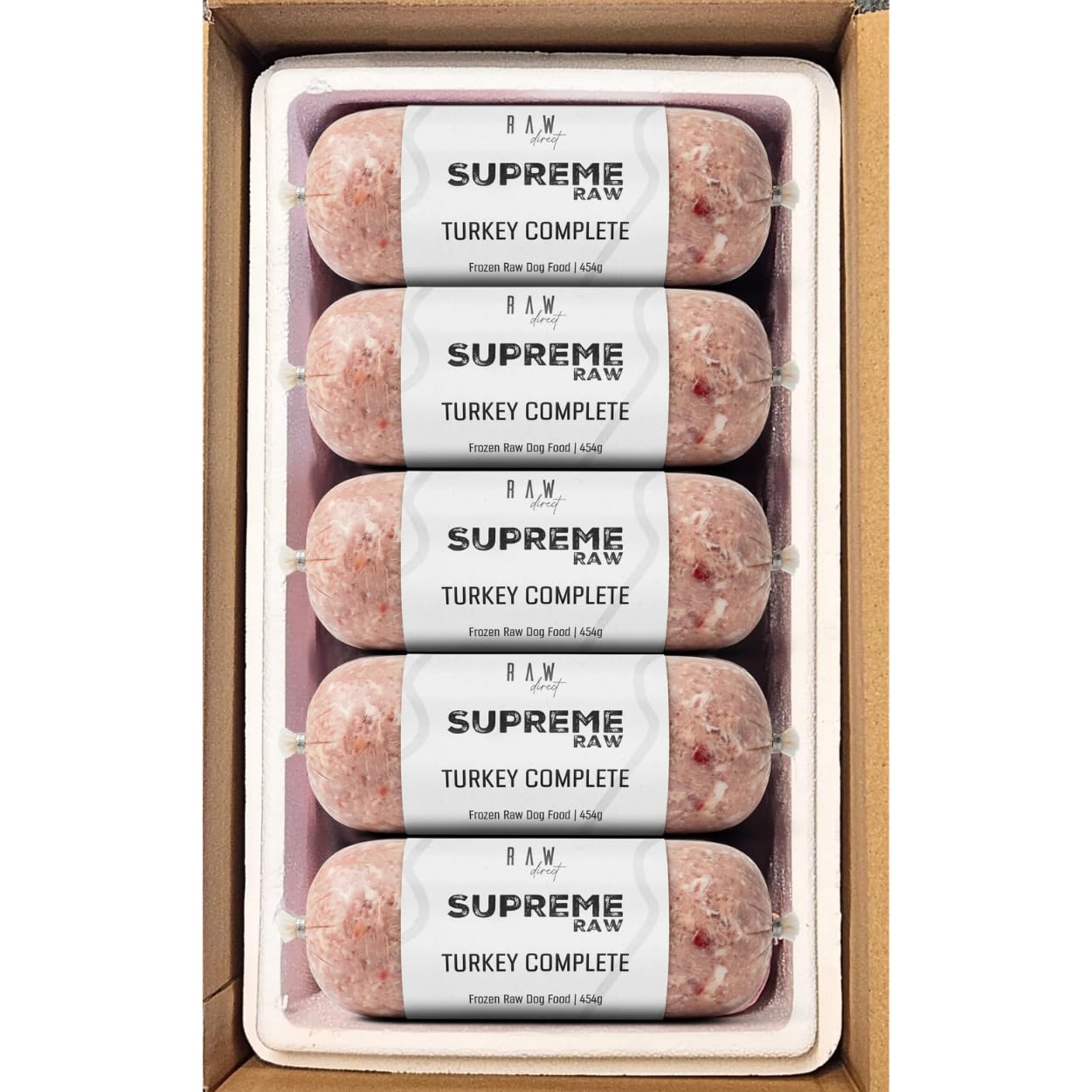 RAW DIRECT Supreme Raw Frozen BARF Dog Food - 454g Rolls - Variety Flavours – Box of 10, 20, 30 Rolls - Premium Natural Barf Diet - High-Protein, Grain-Free & Nutrient-Rich (30, TURKEY COMPLETE) — image 1