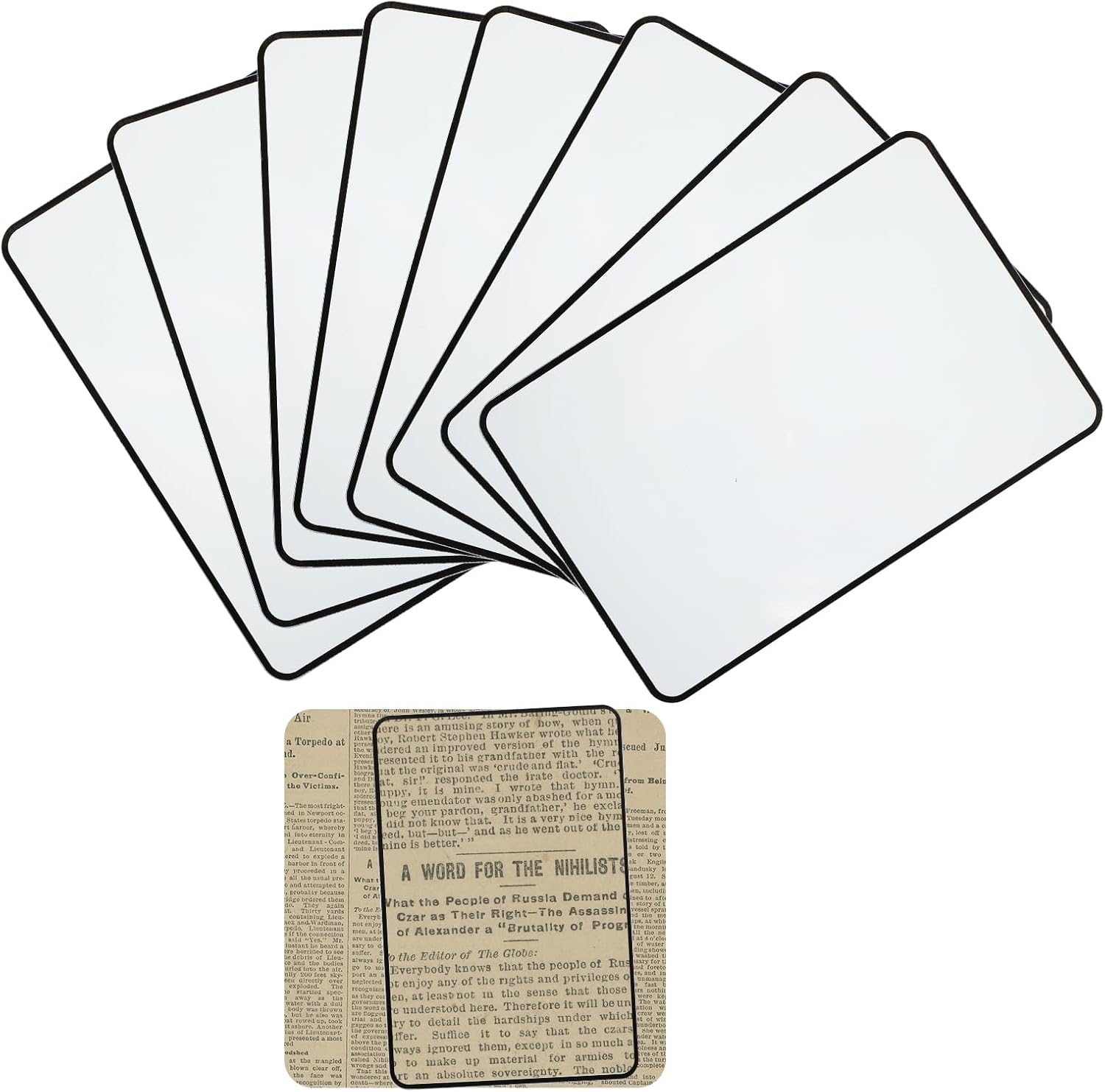 3X Page Magnifier, 8 Pcs Plastic Thin Fresnel Lens Lightweight Bookmark Lenses Flat Magnifier Sheet Card Size Magnifying for Elderly People Reading Books