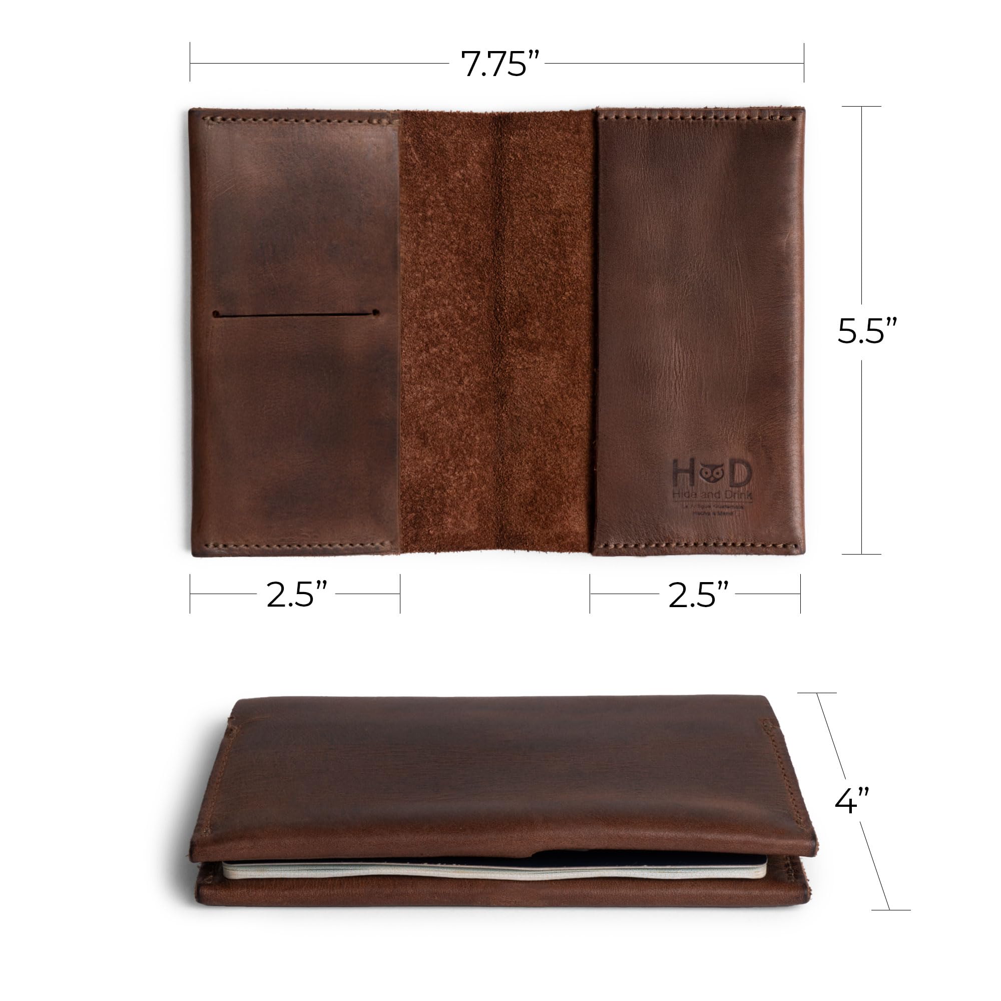 Hide & Drink, Reisepasshülle aus Leder mit Kreditkartenfach, scheinfach, Traveler Essentials, handgefertigt :: Bourbon Brown