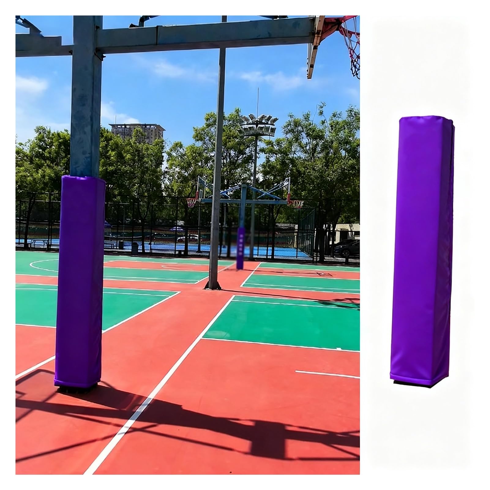 Acolchado cuadrado para envolver alrededor del poste de metal, protección de bastón de baloncesto al aire libre, aro de seguridad para todo tipo de clima, cubierta anticolisión para parque infantil