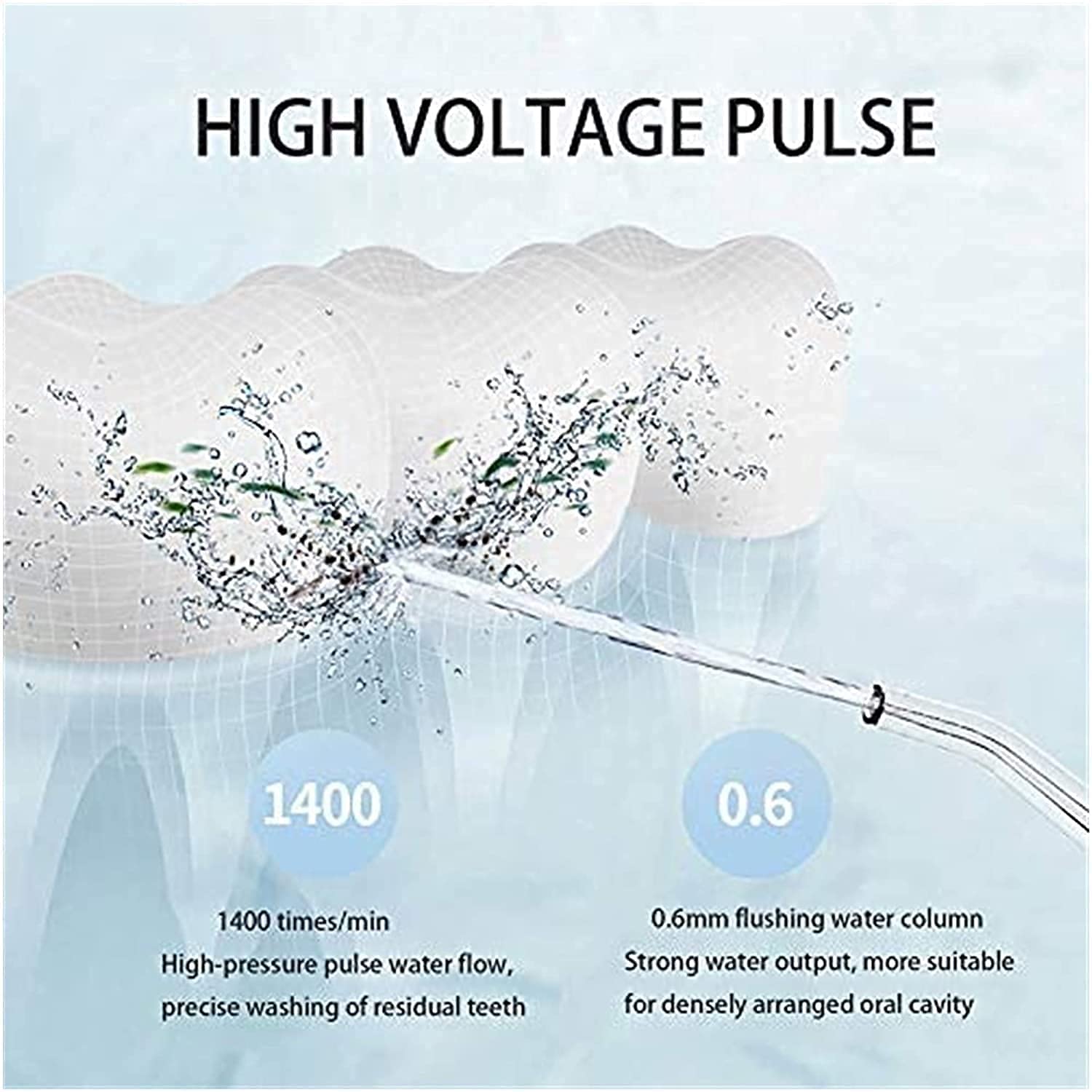 Limpiador de dientes de floress de agua inalámbrico, USB Irrigador oral recargable para viajes, IPX7 Impermeable, hilo dental de agua de 3 modelos con 2 puntas de jets 360 ° Boquilla giratoria p