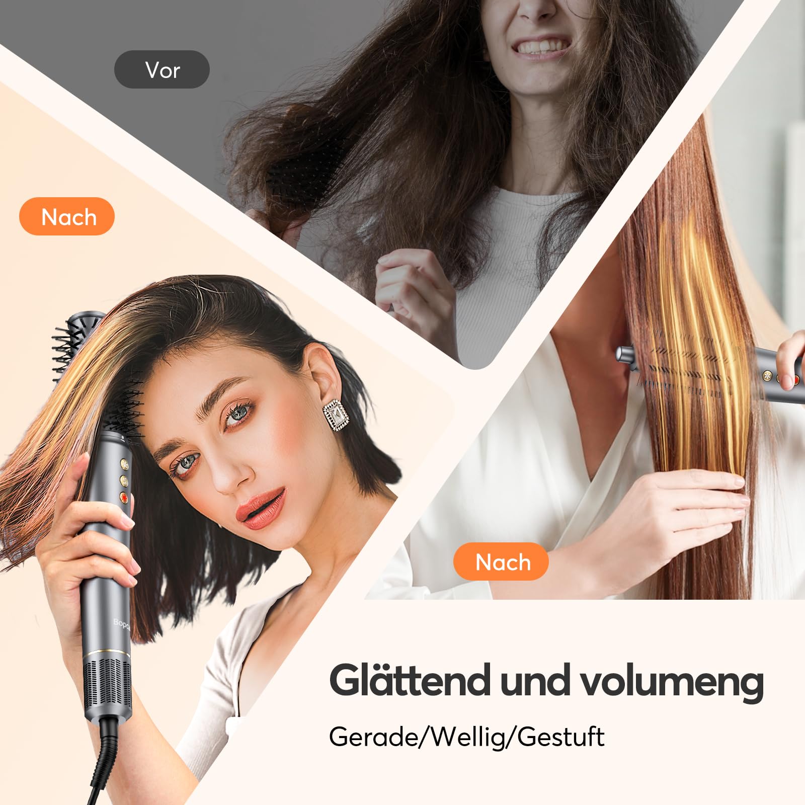 Airstyler 5 in 1 - Bopcal Ionen Föhn 160000 U/Min High-Speed Haartrockner für Schnelltrocknend, Multi Hairstyler mit Automatischer Luft-Lockenstab, Zum Volumisieren und Locken, Geschenk für Frau