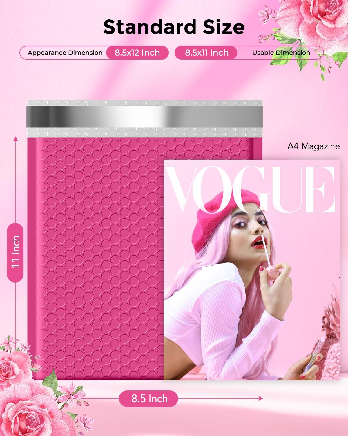 Metronic Bubble Mailers 8.5 x 12 Inch 40 Pack Pink Bubble Mailers Waterproof Padded Envelopes for Packaging, Shipping, Small Business Bulk - Image 3