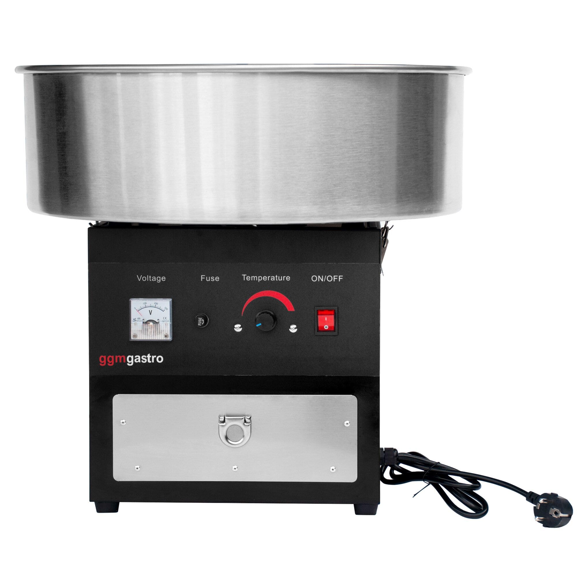 GGM Gastro | ZWJ950S#SPSZWJ | Zuckerwattemaschine - Ø 520mm - 950 Watt - Schwarz - inkl. Hygieneschutz