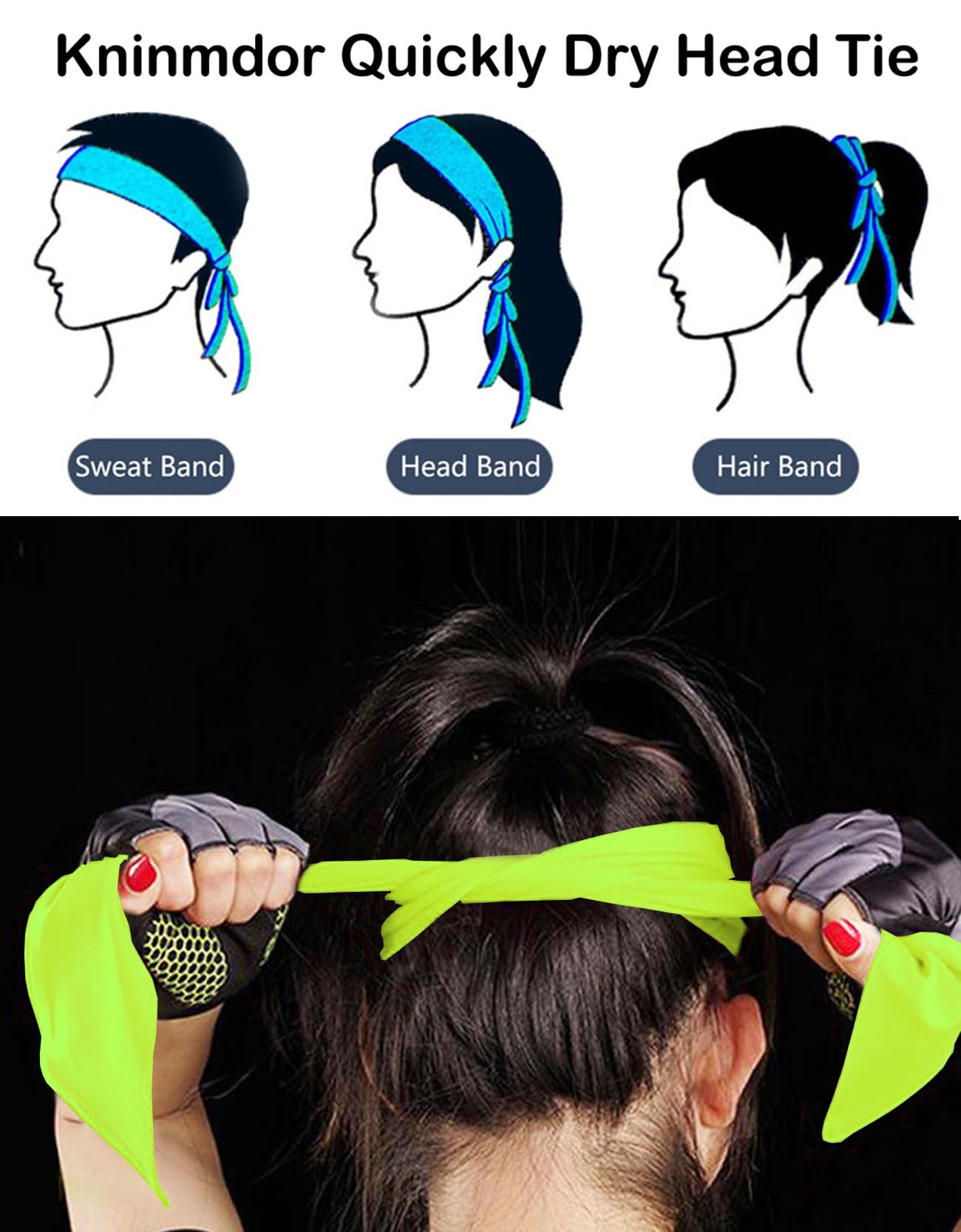 Head Tie, Tennis Headbands Tie Back, Sweat Wicking Ninja Karate Running Headband Headwrap for Men Women Kids Girls Boys