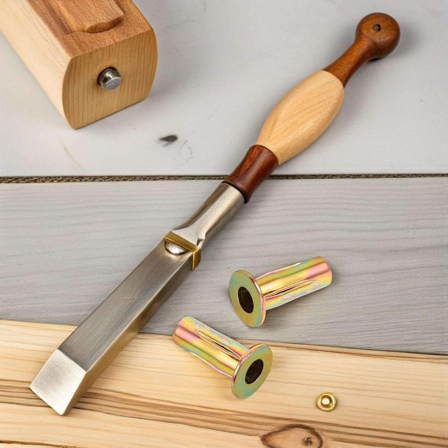 50pcs M8*30.5 Carbon Steel Flat Head Threaded Rivet Nuts Kit Embossing Riveter, Metal Threaded Fasteners for Automotive and Mechanical Assembly