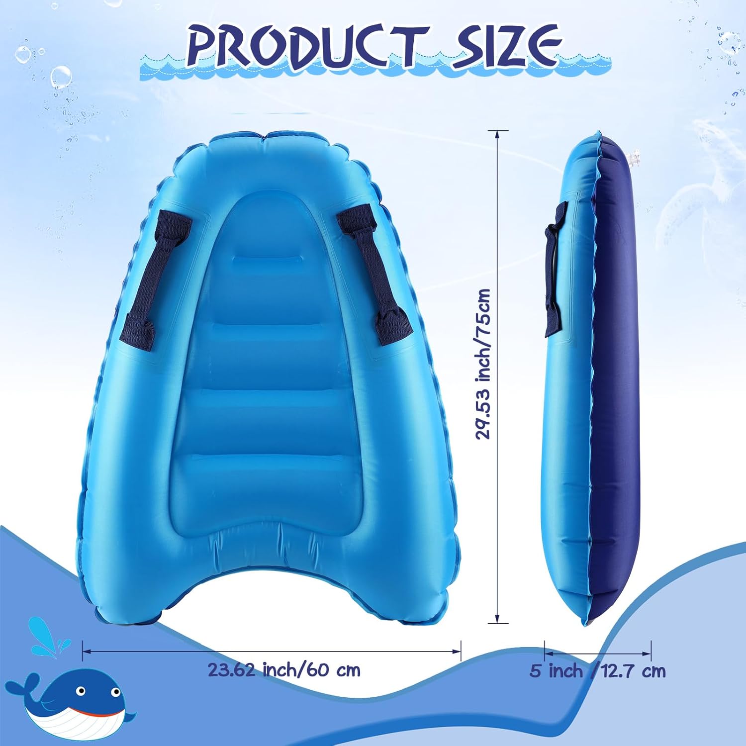 4 Pieces Inflatable Surf Body Boards with Handles Beach Floating Surfboard Lightweight Portable Bodyboard Water Sport Pool Inflatable Surfboard for Adult Summer Beach Surfing Swimming, 4 Styles