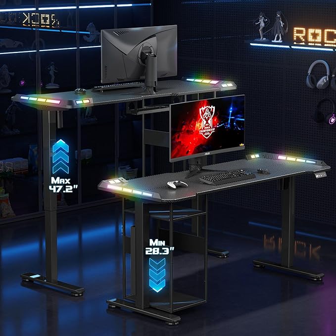 Escritorio Ajustable Electrico Standing Desk 144x60 cm Negro miniatura 6