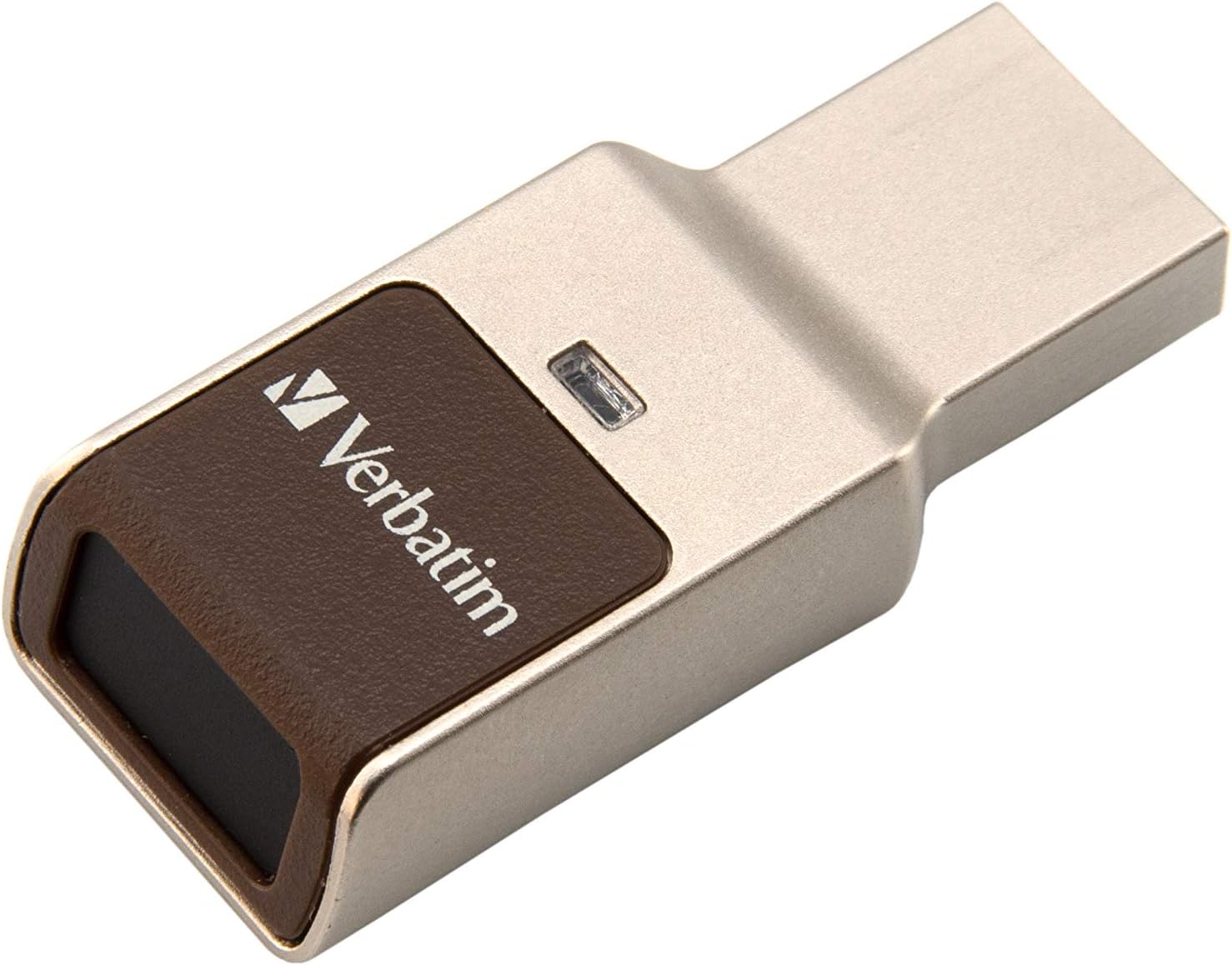 VERBATIM Fingerprint Secure USB-Stick - USB-3.2 Gen 1-128GB - memory-stick with fingerprint-recognition and encryption - USB-3 - external storage for Laptop Notebook and Co - brown/gold