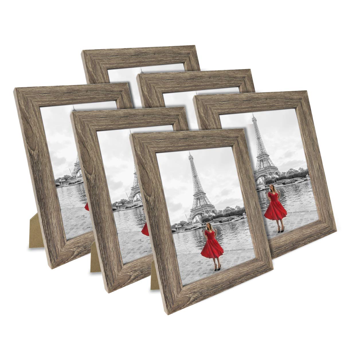 NUOLAN 4x6 Picture Frame Rustic Gray Wood Pattern Art Photo Frames 6 Packs for Wall or Tabletop Display (NL-PF4X6-RG)