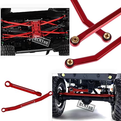 Miniatura 4 de RCMYou RC Upgrades Part - Enlaces de chasis de alta holgura y placa antideslizante y eslabones de amarre para barra de dirección axial SCX24 Bronco