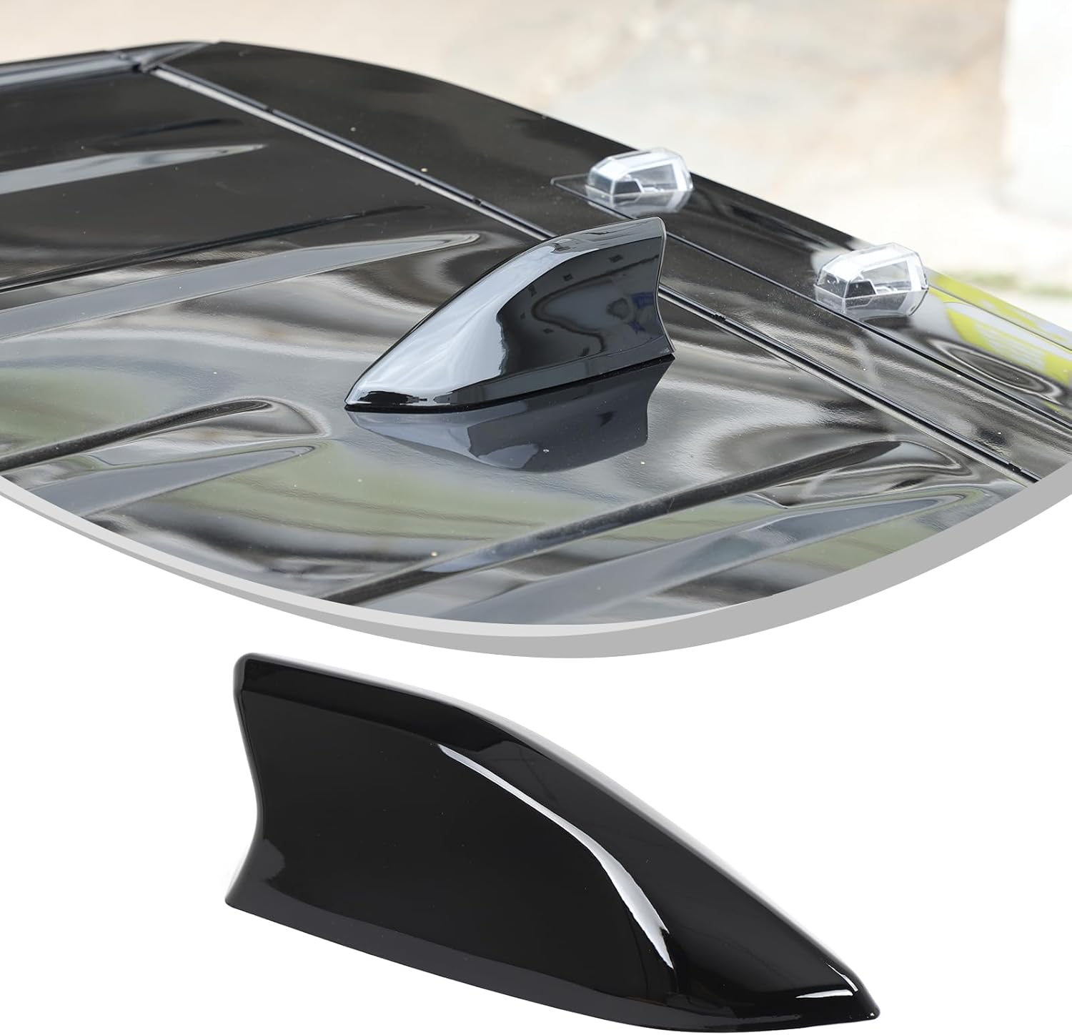 for Hummer EV Accessories Shark Fin Shape Roof Antenna Cover Decor,Car Radio Antenna Topper for Hummer EV SUV Pickup 2022-2024 2025 2026,Vehicle Shark Fin Shape Cover (Piano Black)