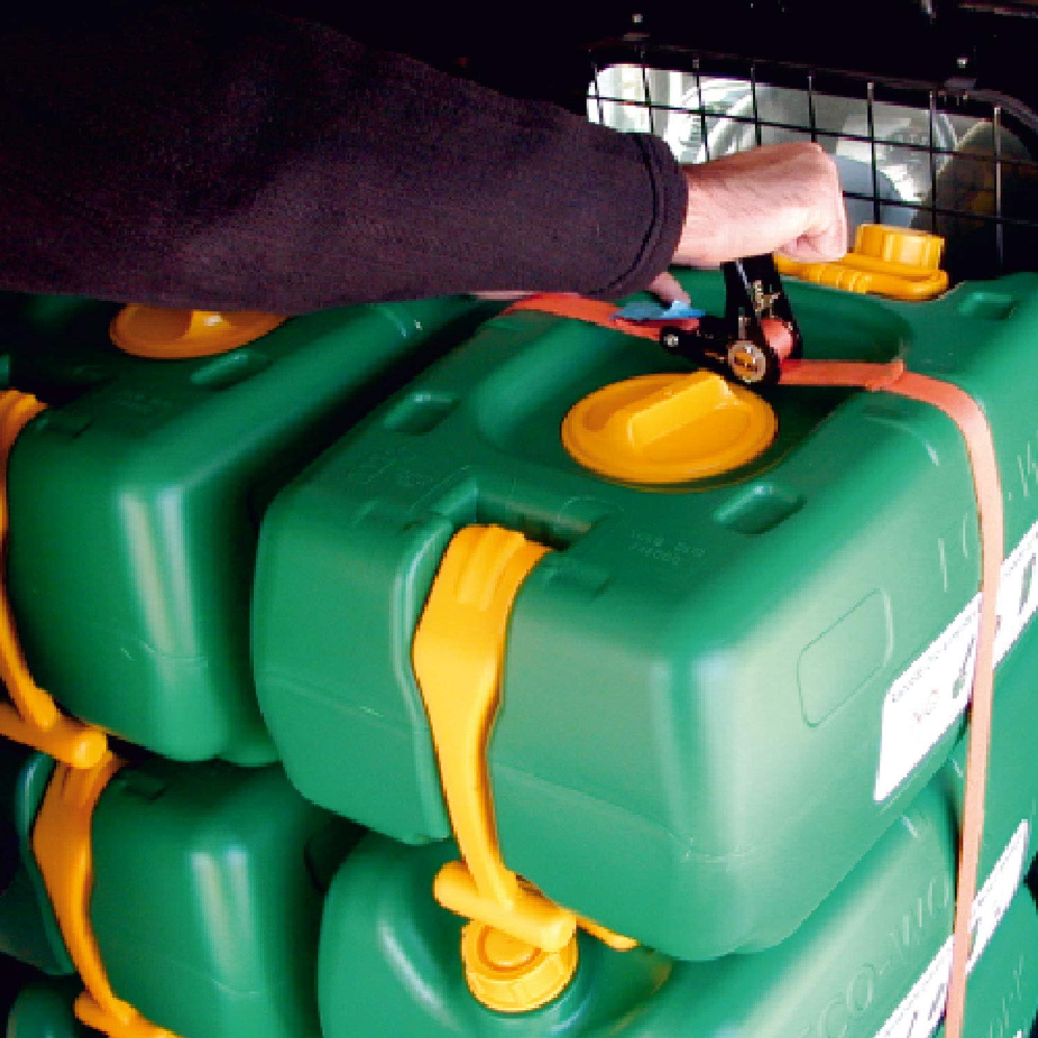 ECO-WORK 36LT Tanica verde per il recupero e contenimento dell'olio vegetale esausto da frittura prodotto da mense industriali e ristorazioni impilabile, ruotino maniglia e trolley, plastica
