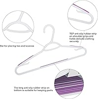 Vista 4 de 30 Pack Bendable Plastic Hangers Light-Weight Non-Slip Clothes/Suit Hangers (Purple)