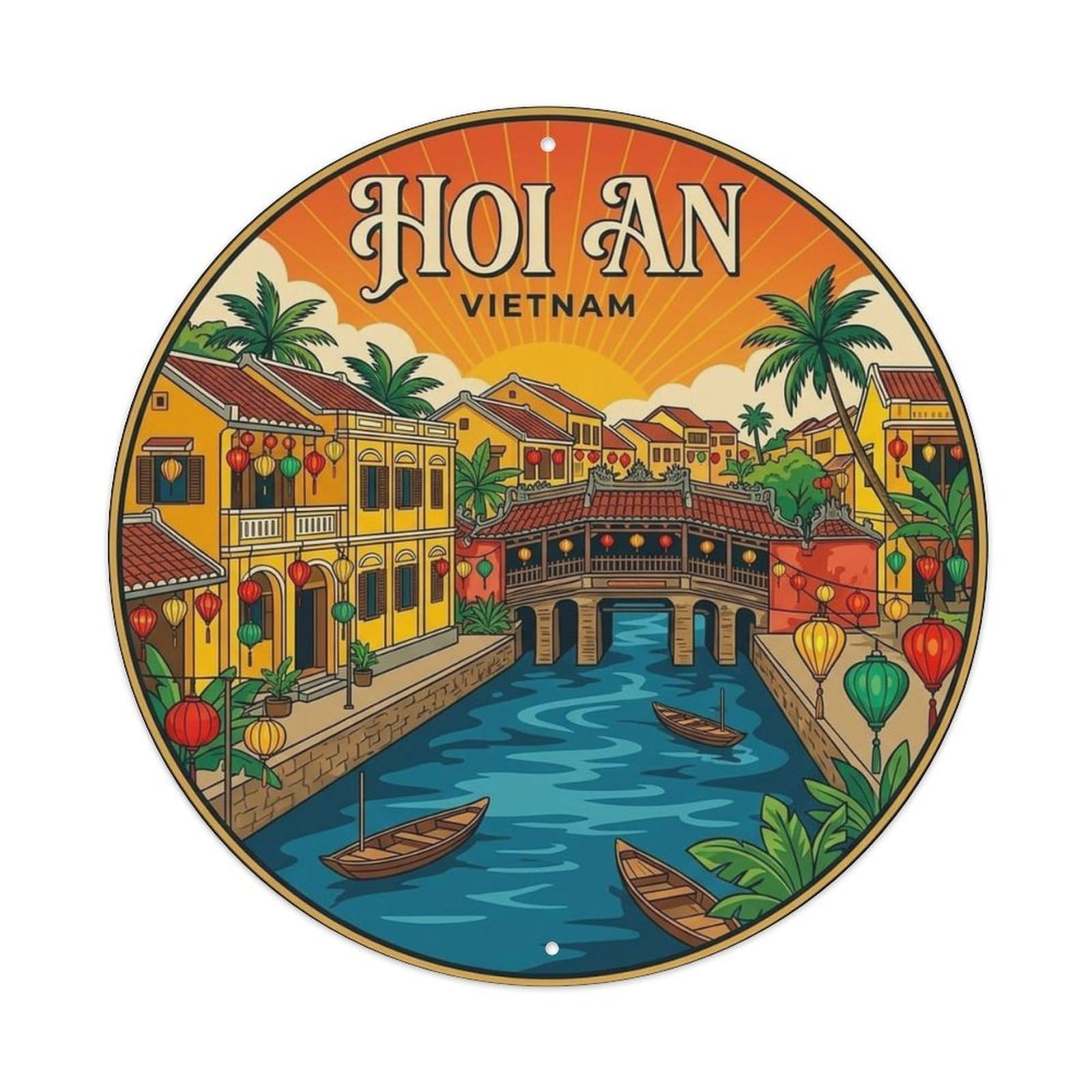 Hoi An Vietnam Vintage City Travel Landmark Metal Tin Sign