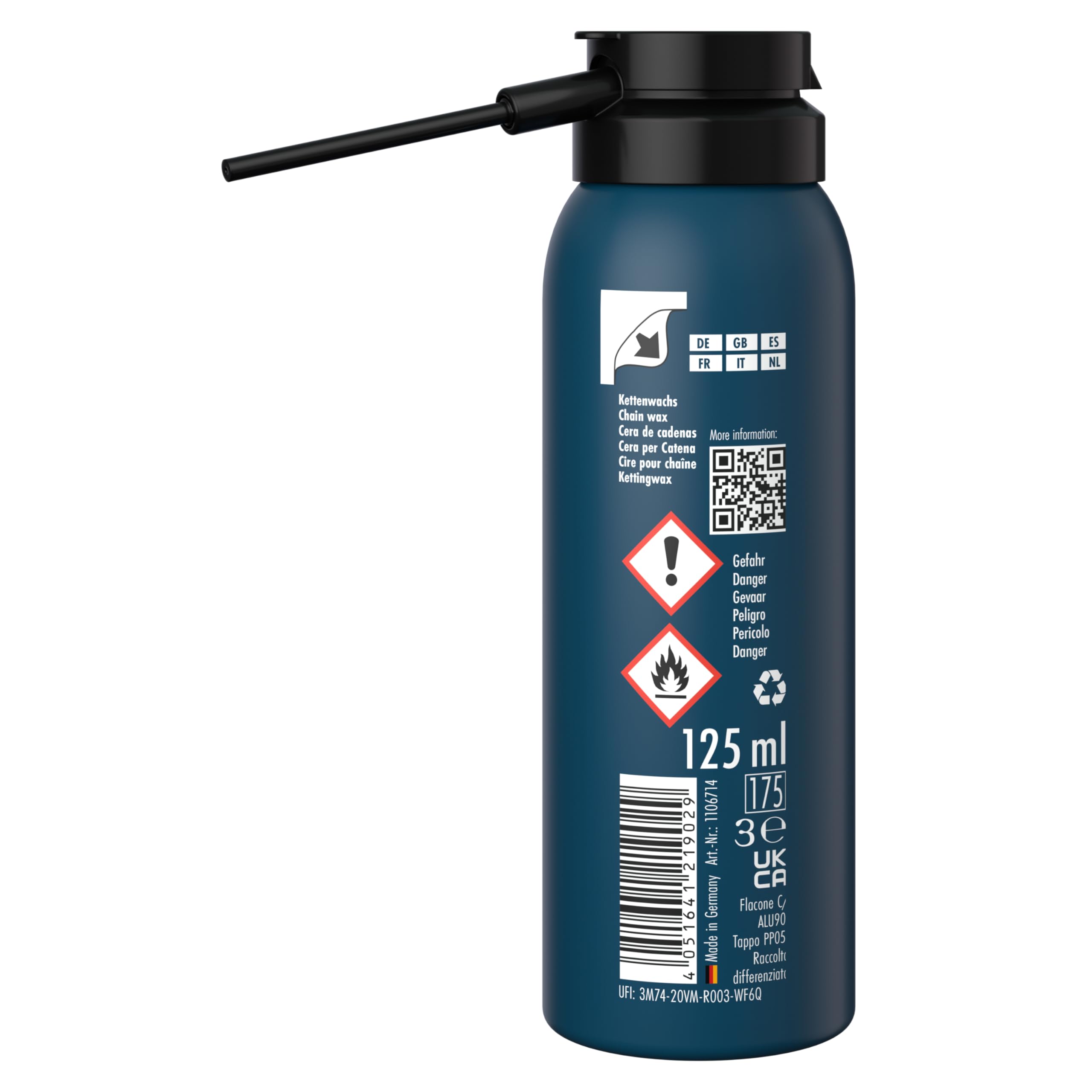TUNAP SPORTS Wosk do łańcuchów Ultimate – 125 ml | suchy spray do smarowania łańcucha na bazie wosku | E-Bike Ready | Made in Germany