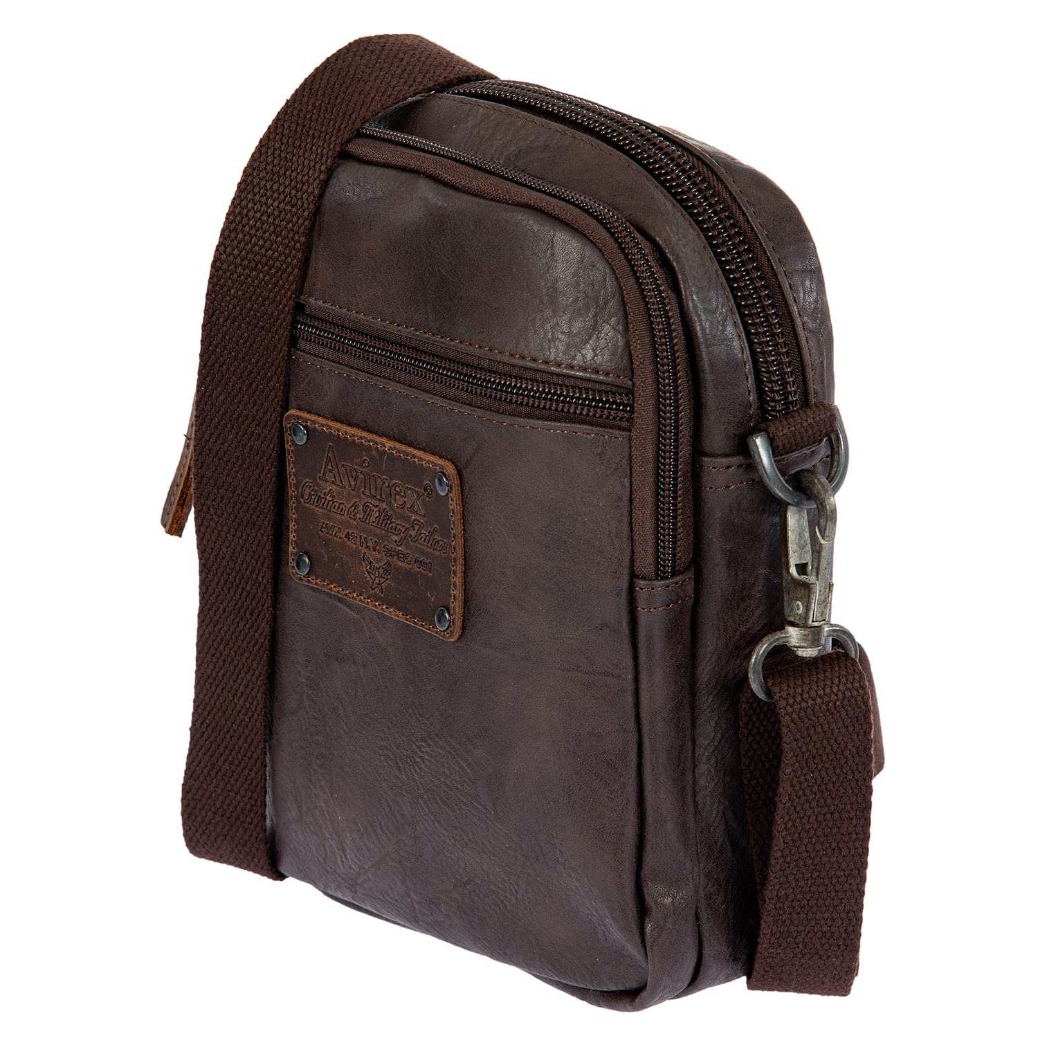 Avirex Borsello Uomo a Tracolla in Eco pelle, Borsa a tracolla Uomo impermeabile con Tasche a Zip in stile vintage, Collezione Buffalo BFL05